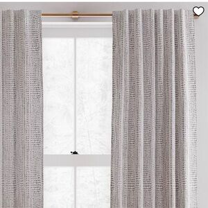 West Elm Cotton Canvas Bomu Curtain - Black and White